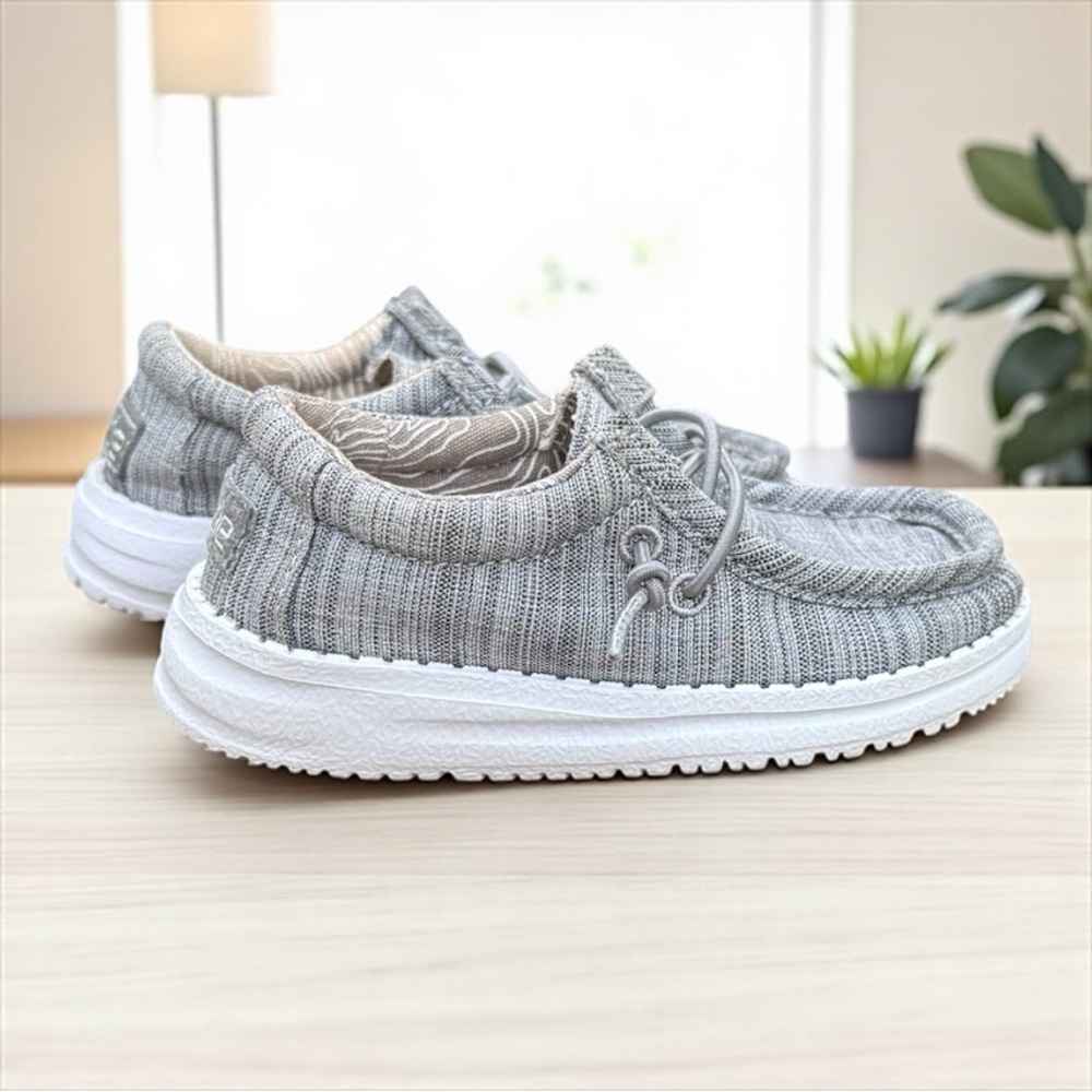 Hey Dude Kids Wally Stretch Slip-On Shoes – Size K7 Gray